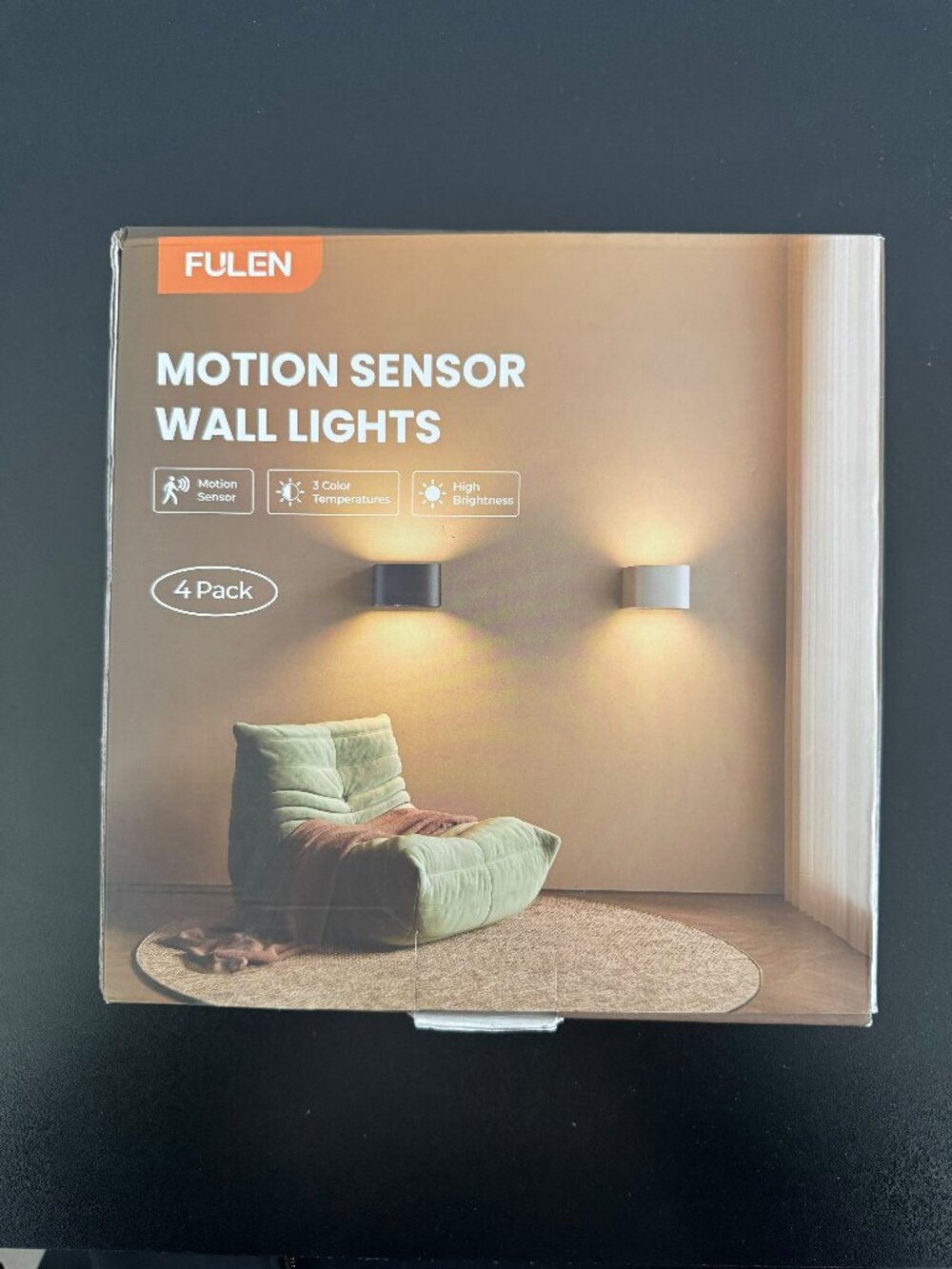 FULEN 4-Pack Motion Sensor Wall Lights – 3 Colour Temperatures, High Brightness